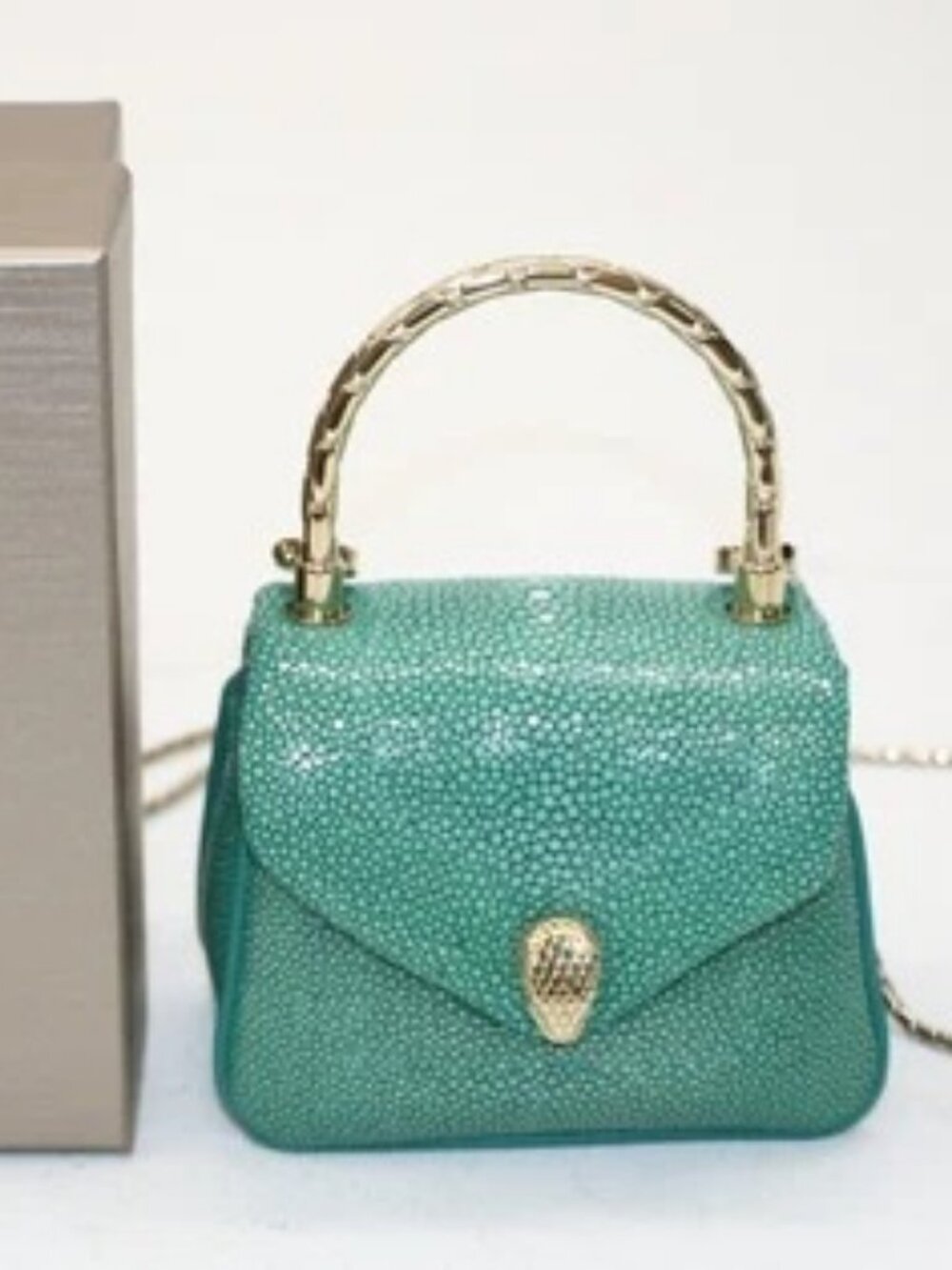 Bulgari Serpenti Reverse Micro Top Handle Bag - Green